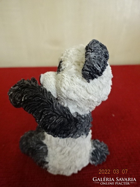 Synthetic resin figure, panda teddy bear with heart in hand, height 7.5 cm. He has! Jókai.
