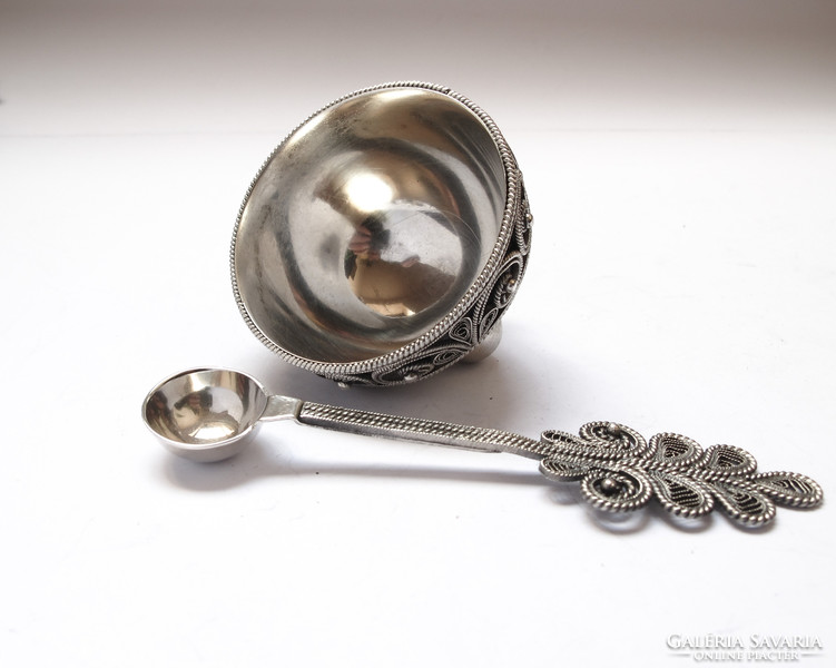 Silver-plated, filigree Soviet caviar spoon.