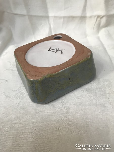 Kerezsi pearl ceramic ashtray with glaze resembling iris of the eye