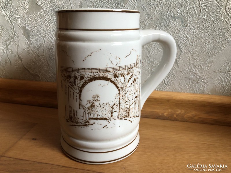 Wagner & apel stadt gräfenthal 1337 -1987 porcelain beer mug with coat of arms 18