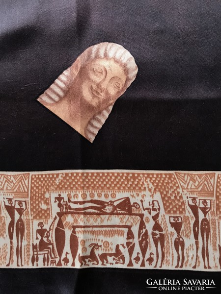 Vintage görög művészet mintájú selyem sál