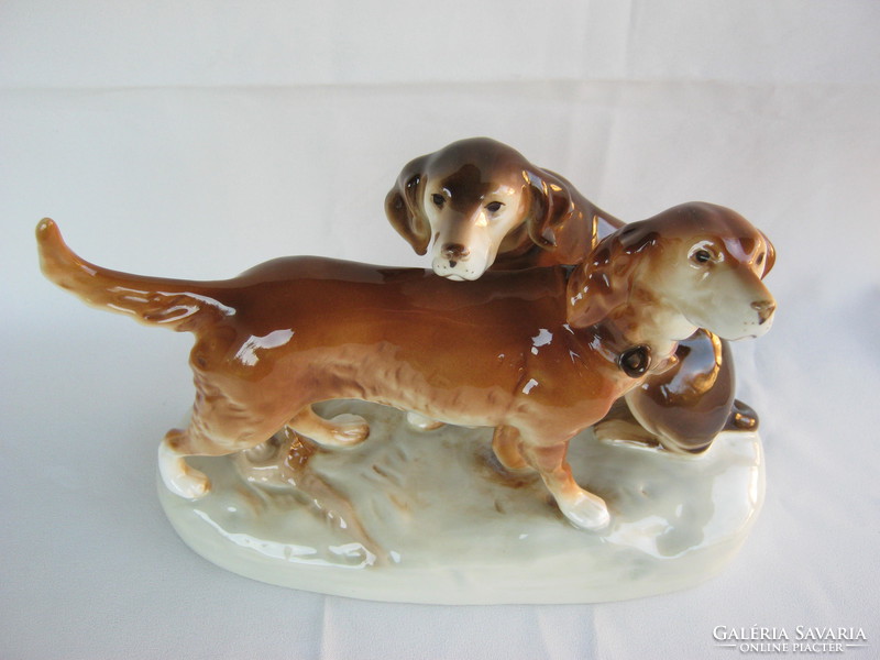 Royal dux large size porcelain dog couple