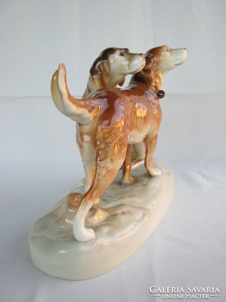 Royal Dux nagy méretű porcelán kutya pár