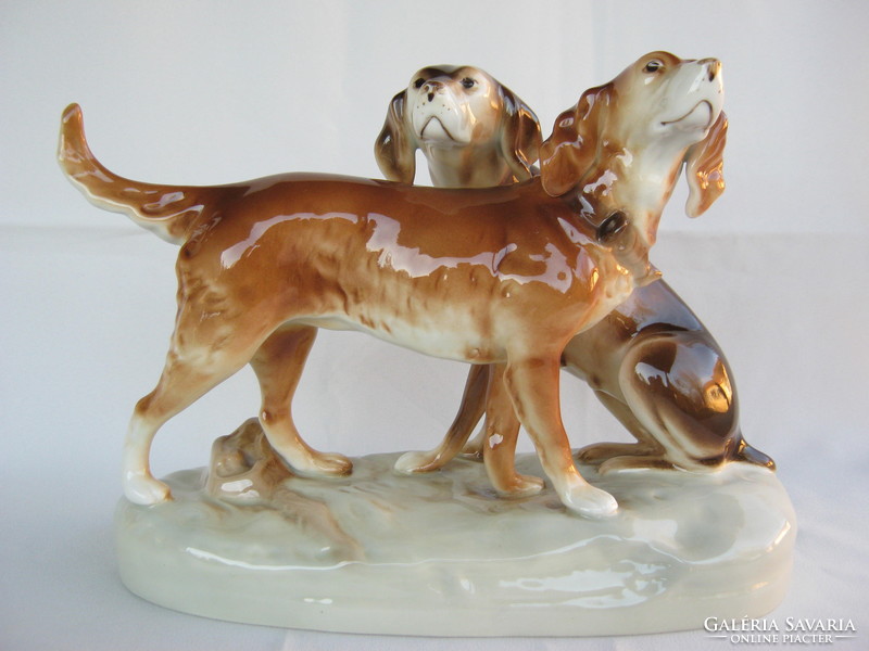 Royal dux large size porcelain dog couple