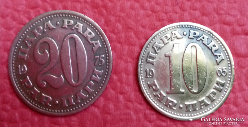 Jugoszláv 10 és 20 para 1965,1975