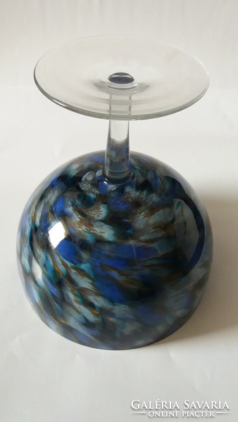Muránói jellegű üveg kínáló, asztalközép, nagy méretű 20 cm, hibátlan