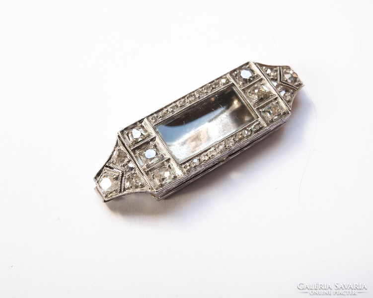 Art deco platinum watch case with diamonds.