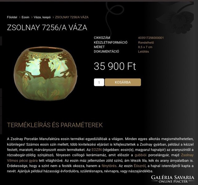 Zsolnay eozin vase free shipping