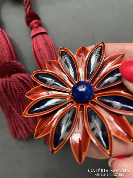 Enameled flower badge, brooch - handicraft