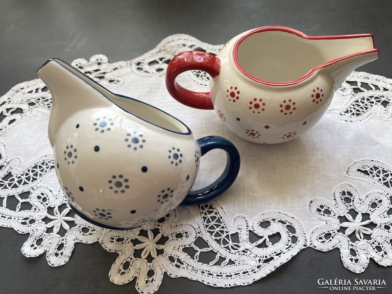 Charming floral pattern with larger ceramic spout, sauce offering