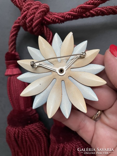 Enameled flower badge, brooch - handicraft