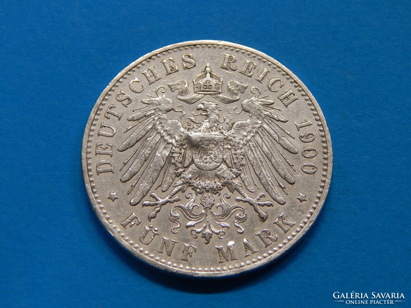 Silver 5 marks 1900 e Dresden, Albert King of Saxony (1873-1902)