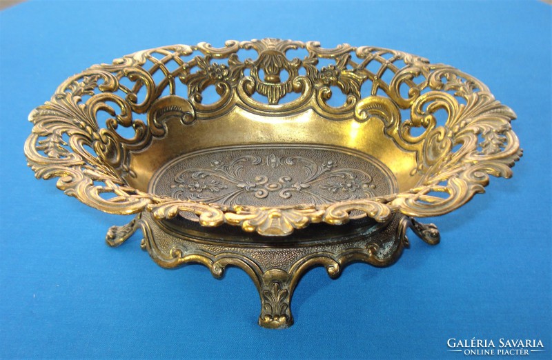 Old, neo-rococo style, fire-gilded metal table centerpiece
