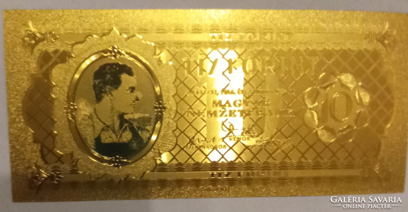 24 Kt gold, 1946 10 forint banknote