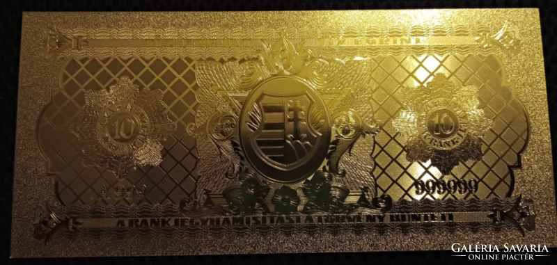 24 Kt gold, 1946 10 forint banknote