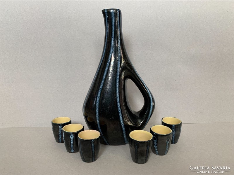 Tófej ceramic brandy set, flawless, with 5 cups