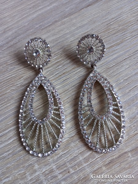 Decorative large earrings with rhinestones
