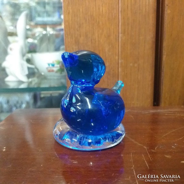 Blue glass ornament bird figurine.