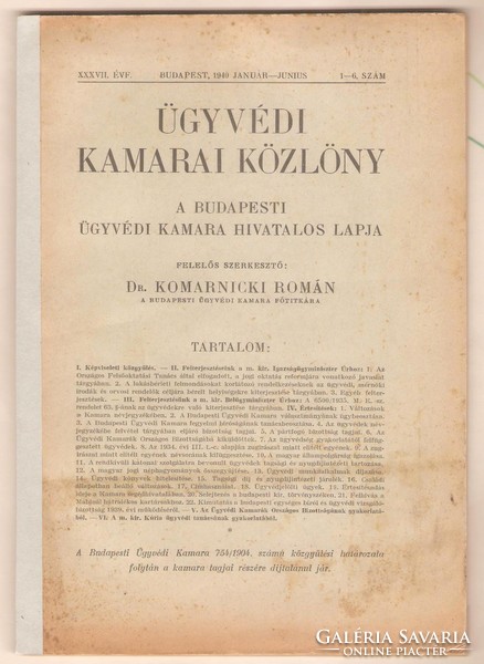 Komarnicki Romanian: Gazette of the Bar Association January-June 1940