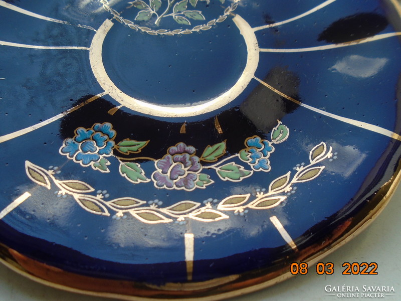 Hand painted empire cobalt gold colorful floral coffee set with limoges golden crown mark