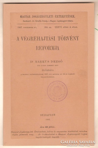 Márkus dezső: the reform of the implementing law in 1907