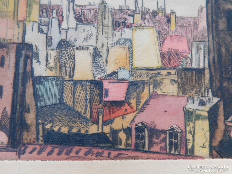 Barta László / Ladislas Barta (1902 - 1961) 2 db színezett rézkarc