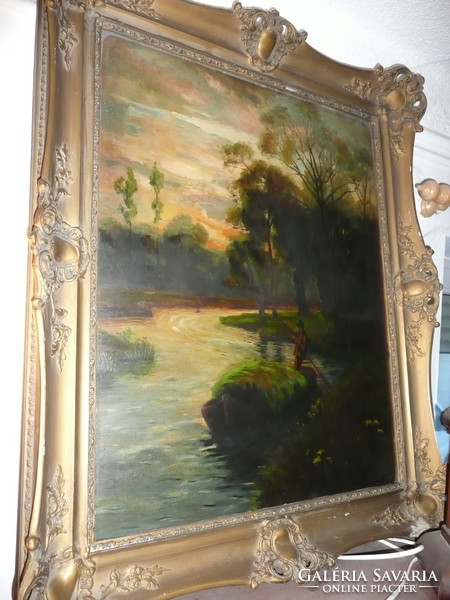 Hézer tibor signed oil painting in 85 * 72 cm size with the original antique frame