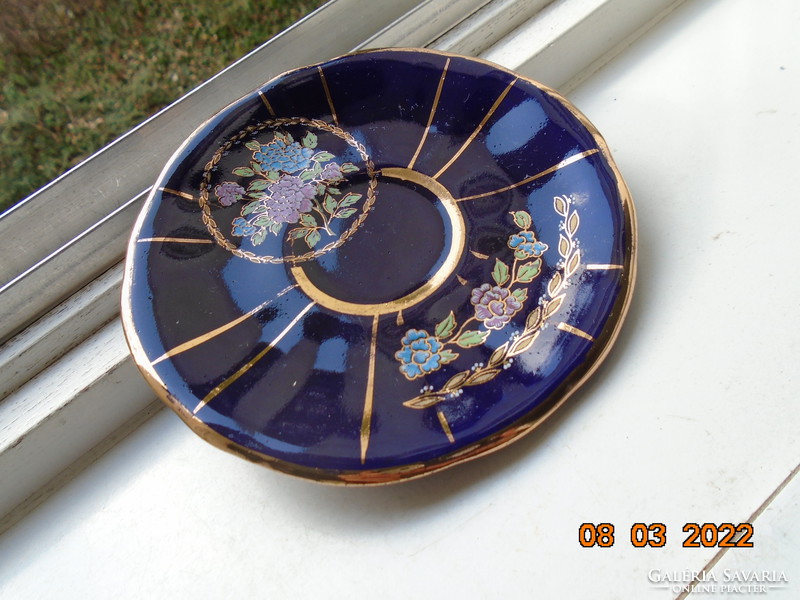 Hand painted empire cobalt gold colorful floral coffee set with limoges golden crown mark