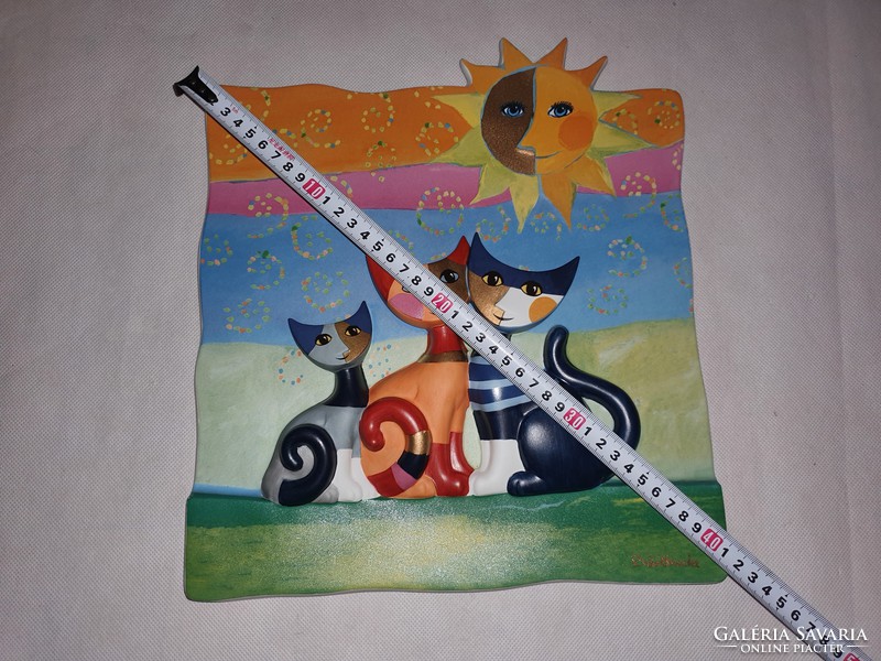 Rosina wachtmeister - large porcelain picture with 3 cats