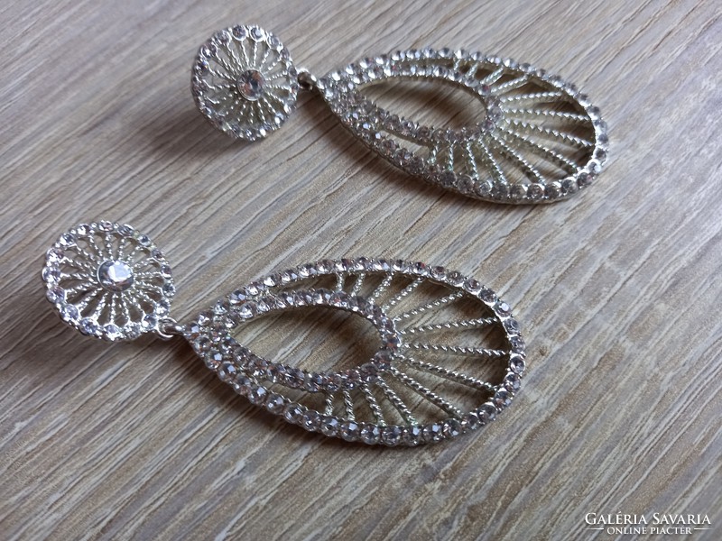 Decorative large earrings with rhinestones