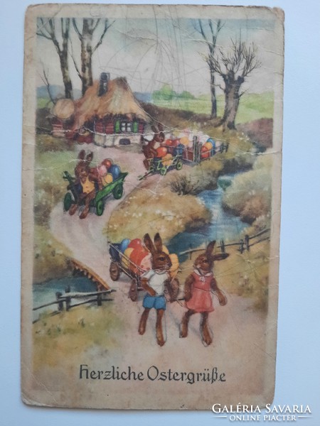 Antik levelezőlap, képeslap, húsvéti üdvözlőlap, 1944