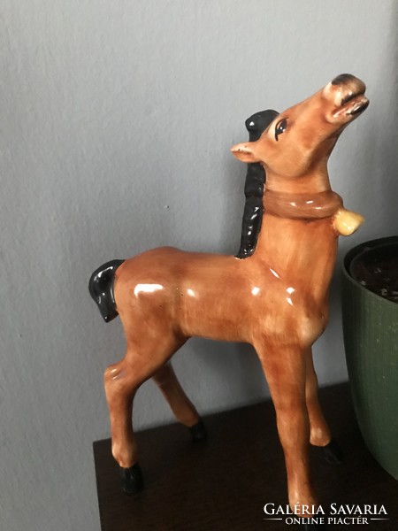 Large size Bodrogkeresztúr horse riding foal ceramic sculpture figurine, legs repaired!