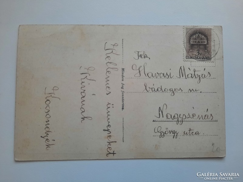 Antik levelezőlap, képeslap, húsvéti üdvözlőlap, 1924