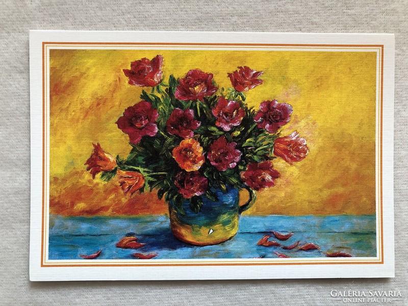 Virágos képeslap, postatiszta   - " Rózsák "