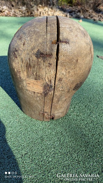 MOST AKCIÓS ÁRON! Ritka antik Millinery head faragott fa kalap paróka minta fej szobor 19. századból