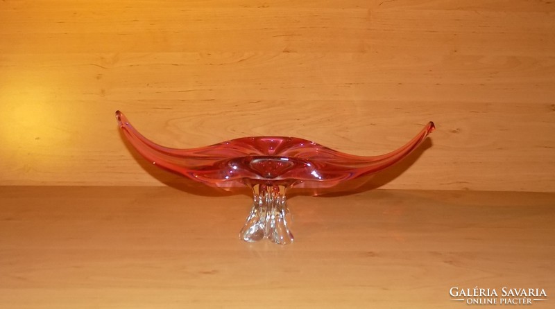 Cseh vastag üveg talpas tál kínáló 36 cm (sz)