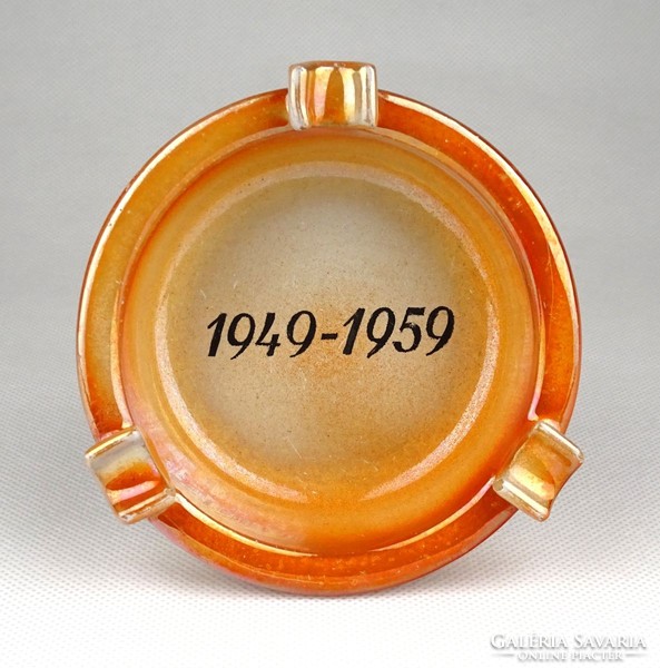 1D412 old orange glazed ceramic memorial ashtray 1949-1959