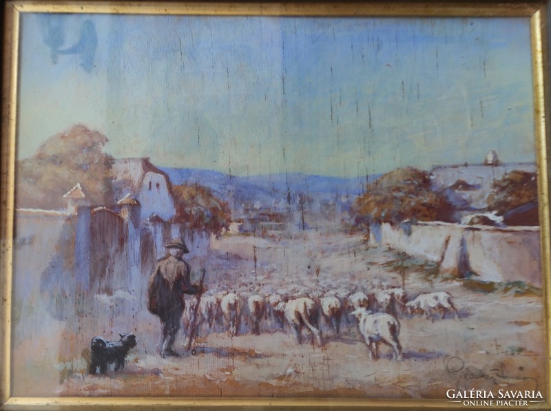 Painting by Sándor Pölöskey, very atmospheric, high-quality, favorite painter of the àrverès auction gallery.
