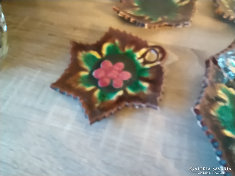 Mezőtúr majolica plate + dish - leaf-shaped steinbach