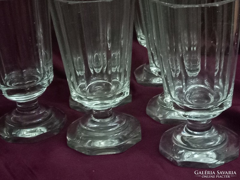 6 Pieces of peeled Biedermeier stemmed glass from the beginning of the 19th century