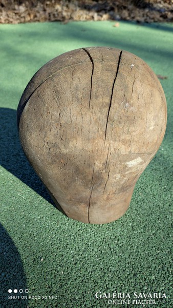 Ritka antik - Millinery head - kézzel faragott fa, kalap paróka minta fej szobor a 19. századból