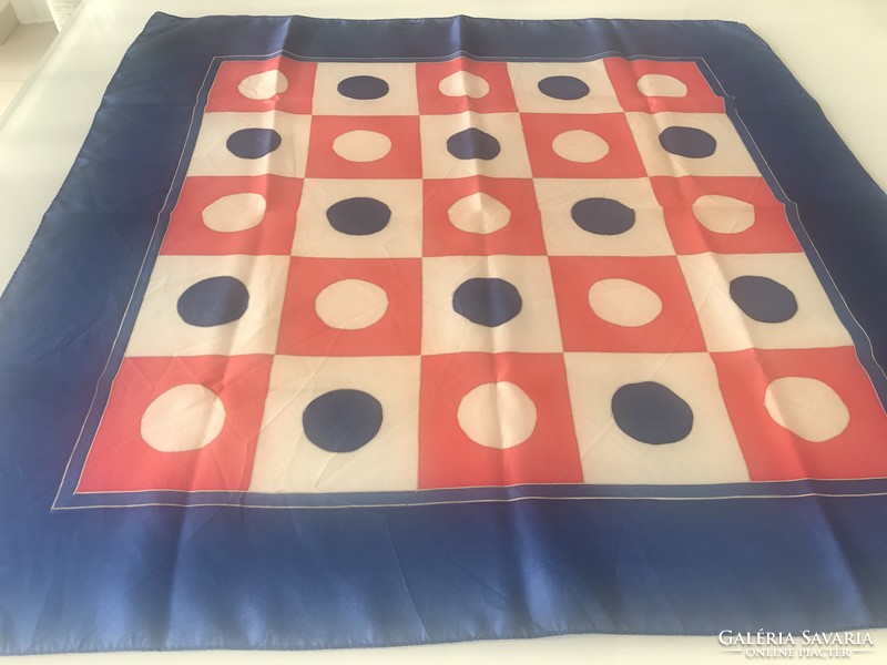 Retro polka dot silk scarf, 67 x 67 cm