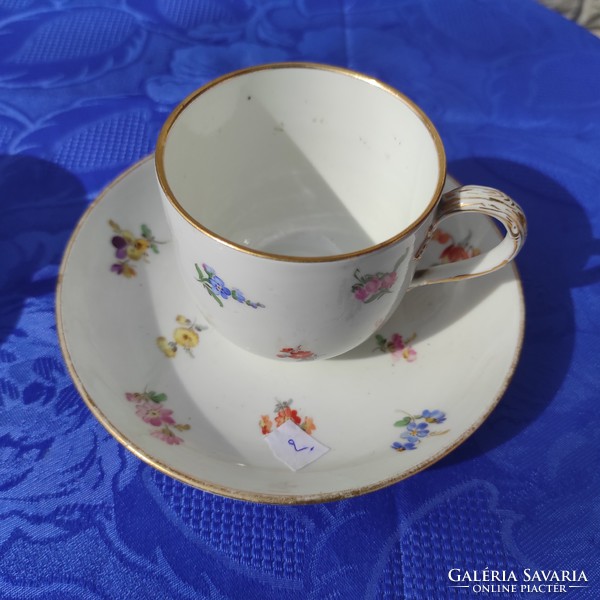 Meissen flower patterned cup, 1pc or in pairs, sword meissen, meiszen, glass of coffee mocha