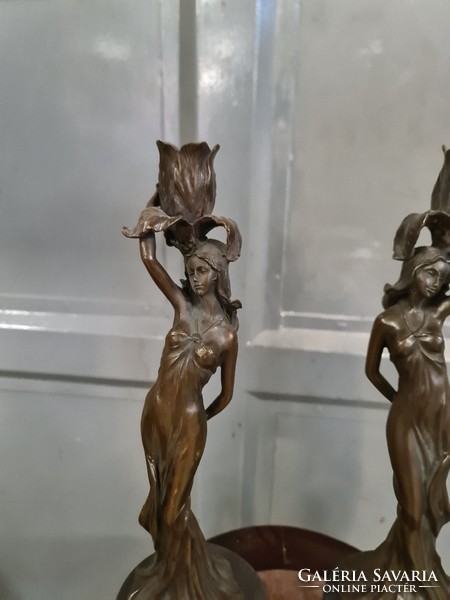 Art Nouveau -art nouveau woman shaped bronze candlestick