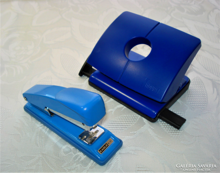 Blue stapler and puncher