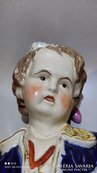 Vintage Staffordshire Bourbon Children porcelán büszt szobor pár