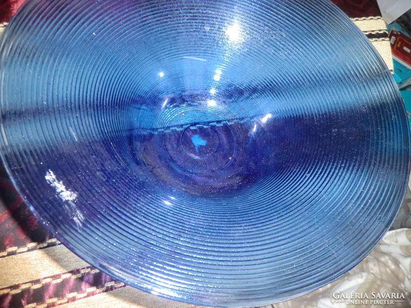 Giant blue specialty glass table ornament bowl 34 cm in diameter 13 cm deep