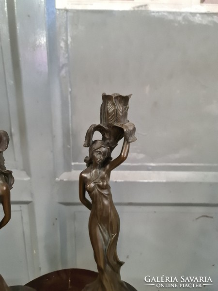 Art Nouveau -art nouveau woman shaped bronze candlestick