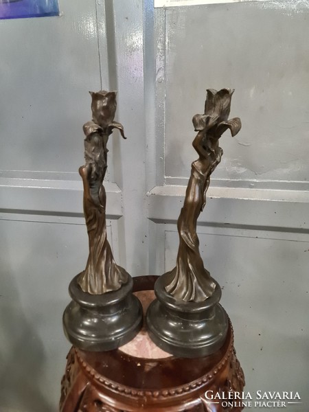 Art Nouveau -art nouveau woman shaped bronze candlestick