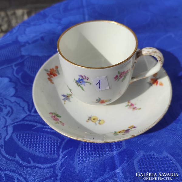 Meissen flower patterned cup, 1pc or in pairs, sword meissen, meiszen, glass of coffee mocha